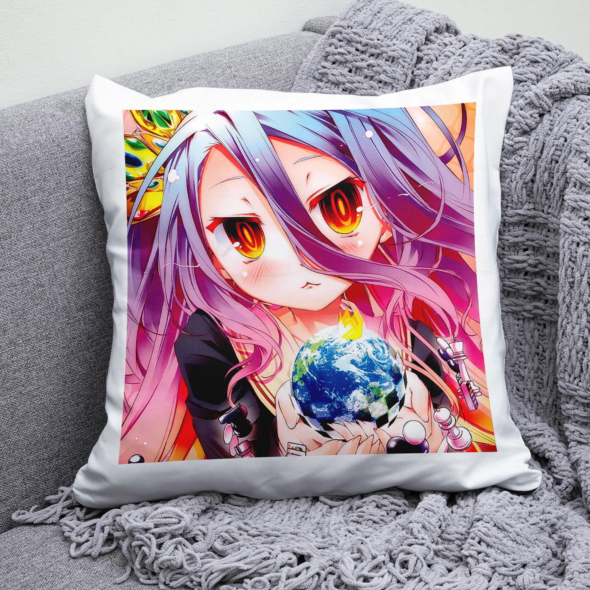 Плюшевая подушка квадрат с принтом аниме.