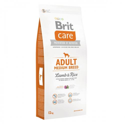 Сухой корм для взрослых собак средних пород Brit Care c ягненком и рисом 12 кг