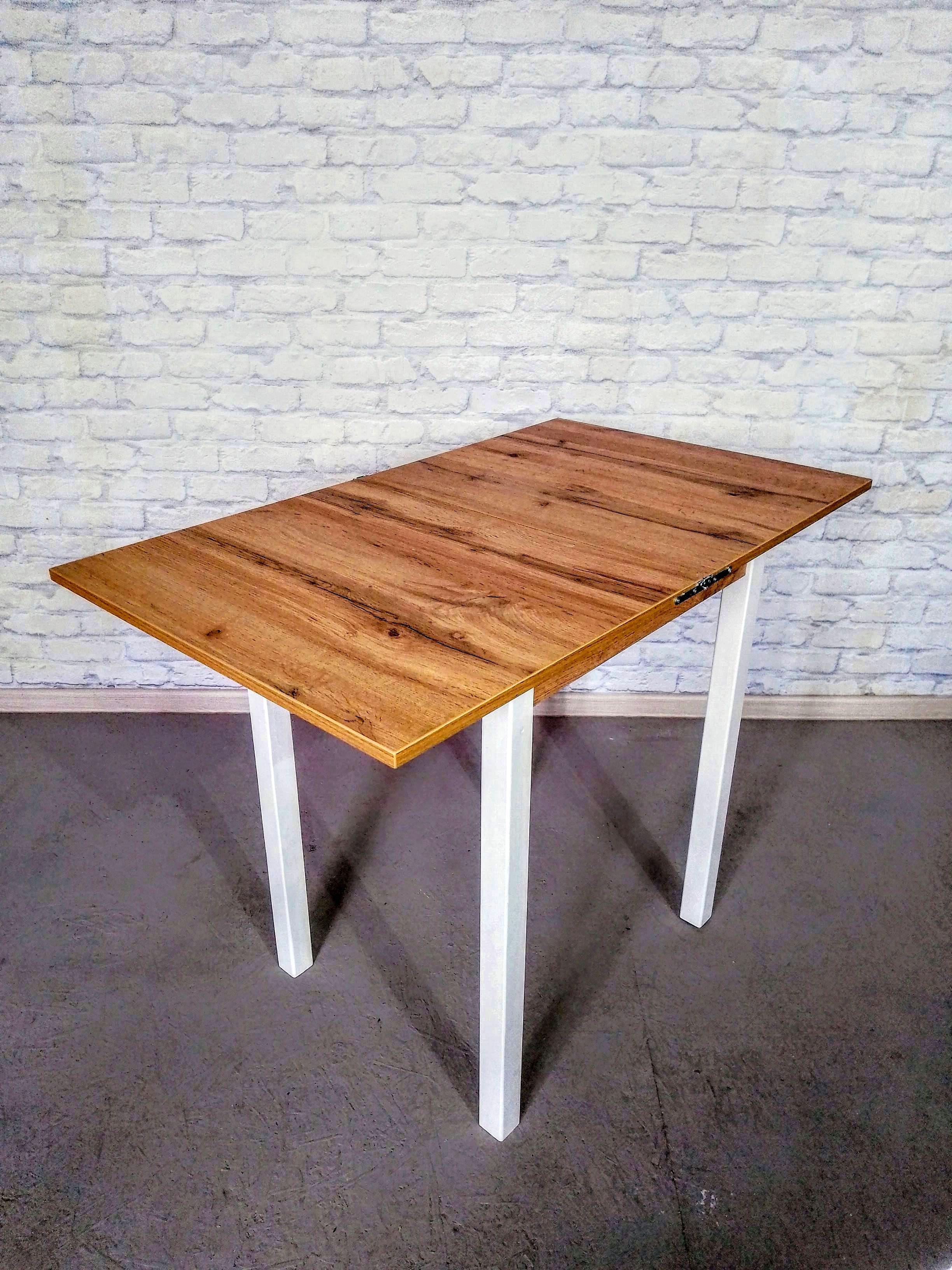 Обідній стіл та 2 табурети Смарт розкладний/ніжки дерев'яні 60х50х75 см/100х60х75 см Дуб аппалачі/Білий (0029) - фото 3 Обідній стіл та 2 табурети Смарт розкладний/ніжки дерев'яні 60х50х75 см/100х60х75 см Дуб аппалачі/Білий (0029) - фото 3