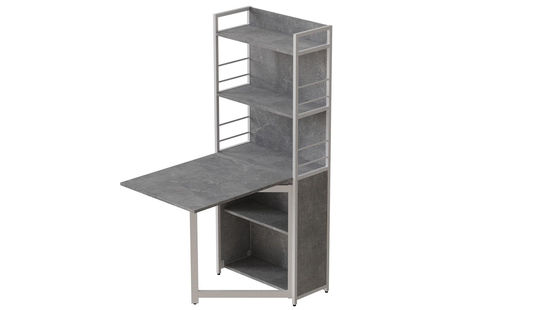 Стол книжка с этажеркой Ferrum-decor Практик 2 металл/ДСП 16 мм 1555x640x990 мм Белый/Бетон (FRD-104638) - фото 1