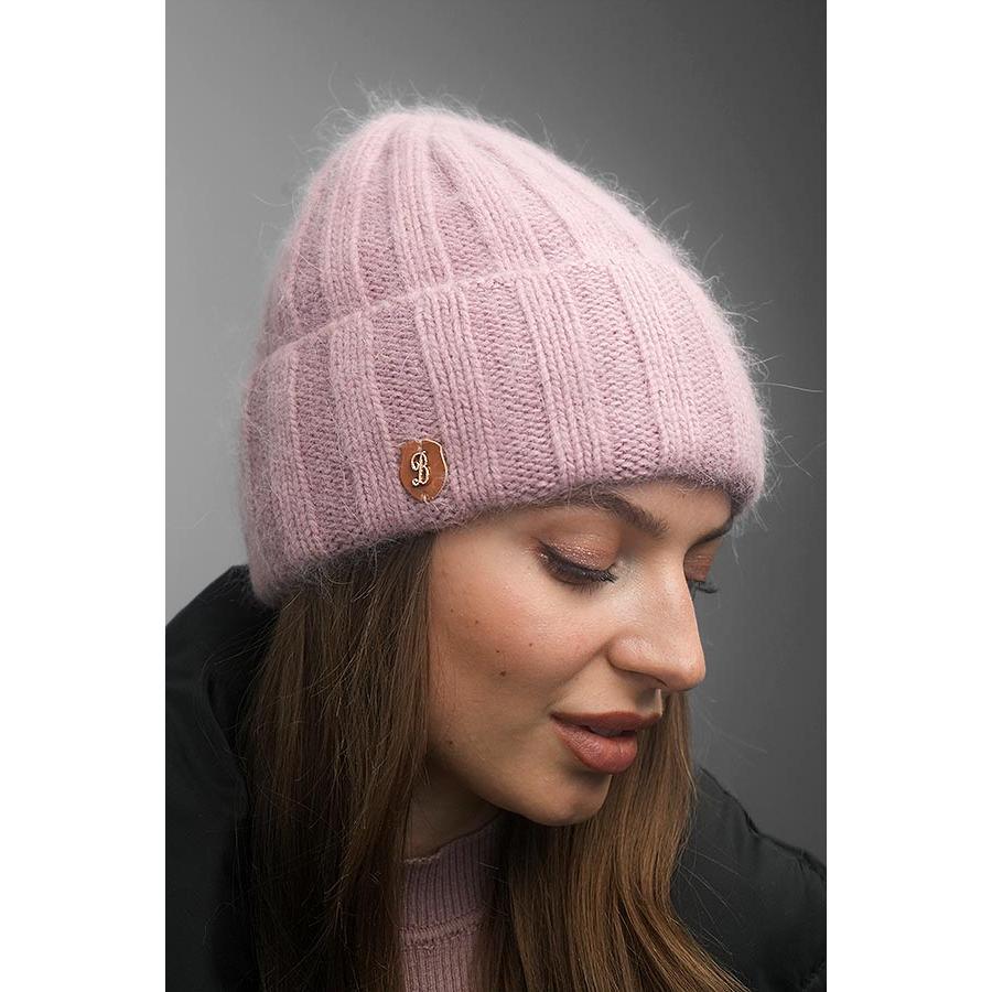 Шапка женская из шерсти кролика Braxton 6040 one size Темно-пудровый