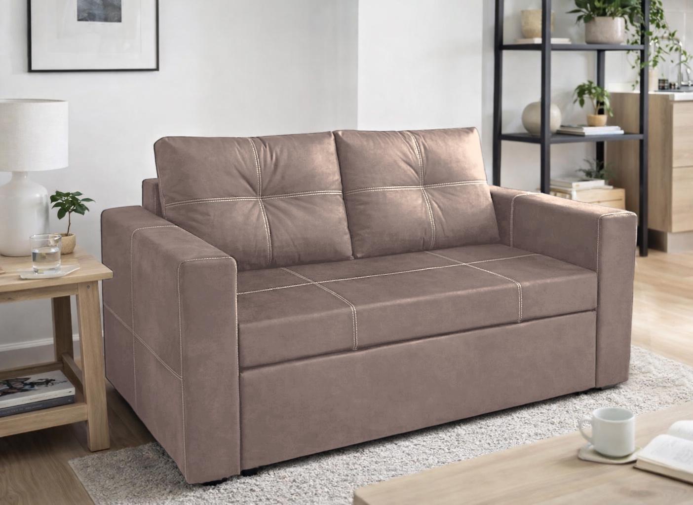 Диван раскладной прямой Tobi Sho Аркс 150x93 см велюр Кофейный (Latte)