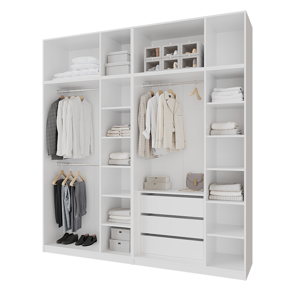 Шафа розпашна з тумбою та антресолью Меблітренд Чиназес Чита-2400.4 2400х500х2450 мм Білий (27504245) - фото 2 Шафа розпашна з тумбою та антресолью Меблітренд Чиназес Чита-2400.4 2400х500х2450 мм Білий (27504245) - фото 2