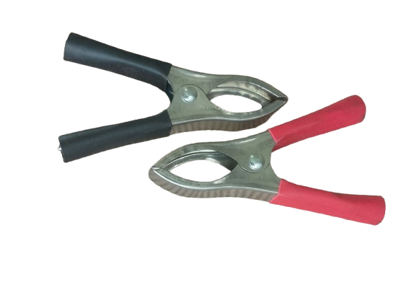 Зажим крокодил электрический ЗКС-18 75 мм 30А пара Черный/Красный (1703)