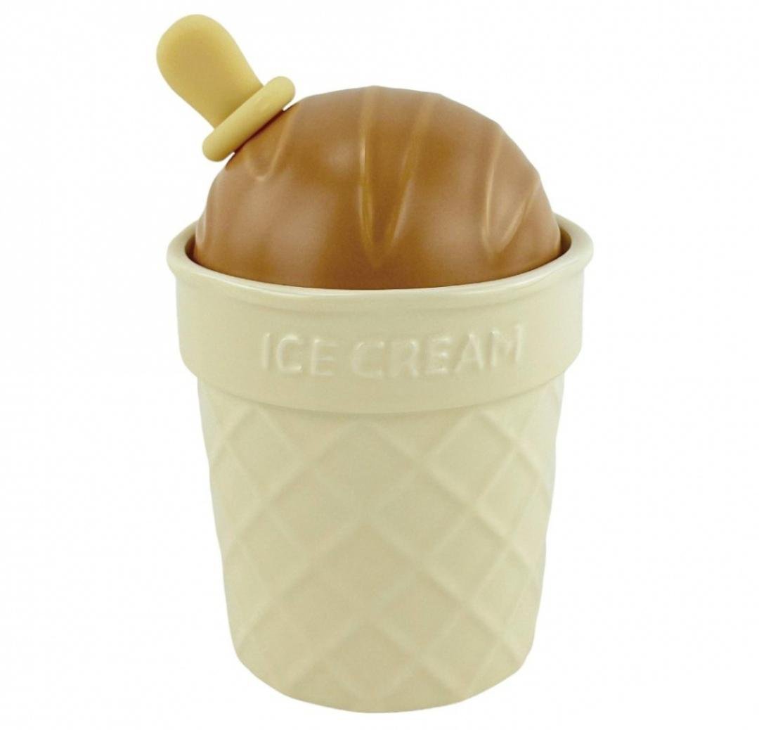 Чашка Icecream керамічна з кришкою та ложкою 350 мл Коричневий (21704805)