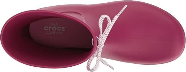 Чоботи жіночі гумові Crocs Freesail Shorty Rain Boot Berry р. 34-35 Яскраво-рожевий (10405) - фото 5