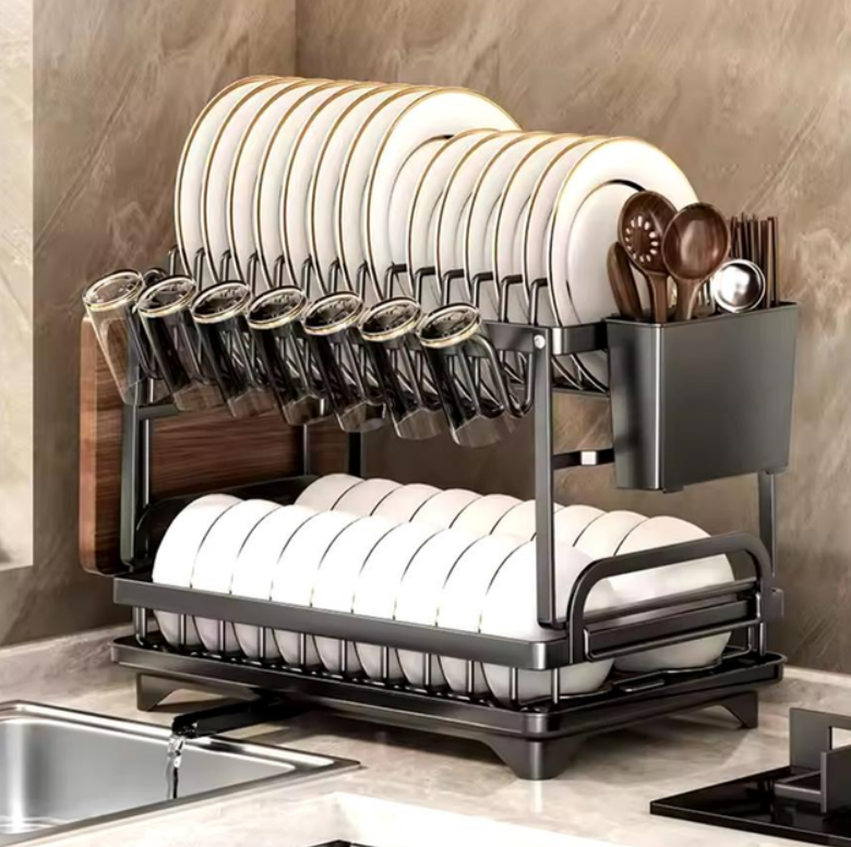 Сушилка для посуды и столовыхприборов 2-ярусная настольная 29х29х41,5 см - фото 6 Сушилка для посуды и столовыхприборов 2-ярусная настольная 29х29х41,5 см - фото 6