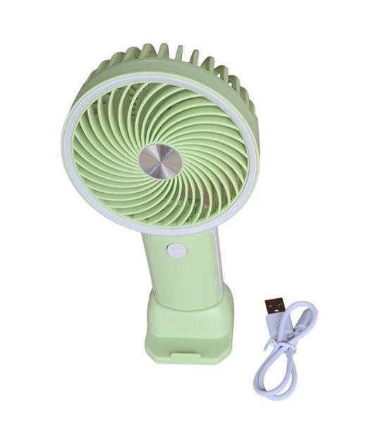 Вентилятор Mini Fan ручной аккумуляторный с подставкой для телефона Салатовый с белым (HX09-1)