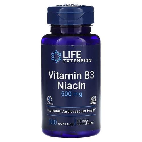 Ніацин B-3 Life Extension Vitamin B3 Niacin 500 мг 100 Capsules (LEX-37210)