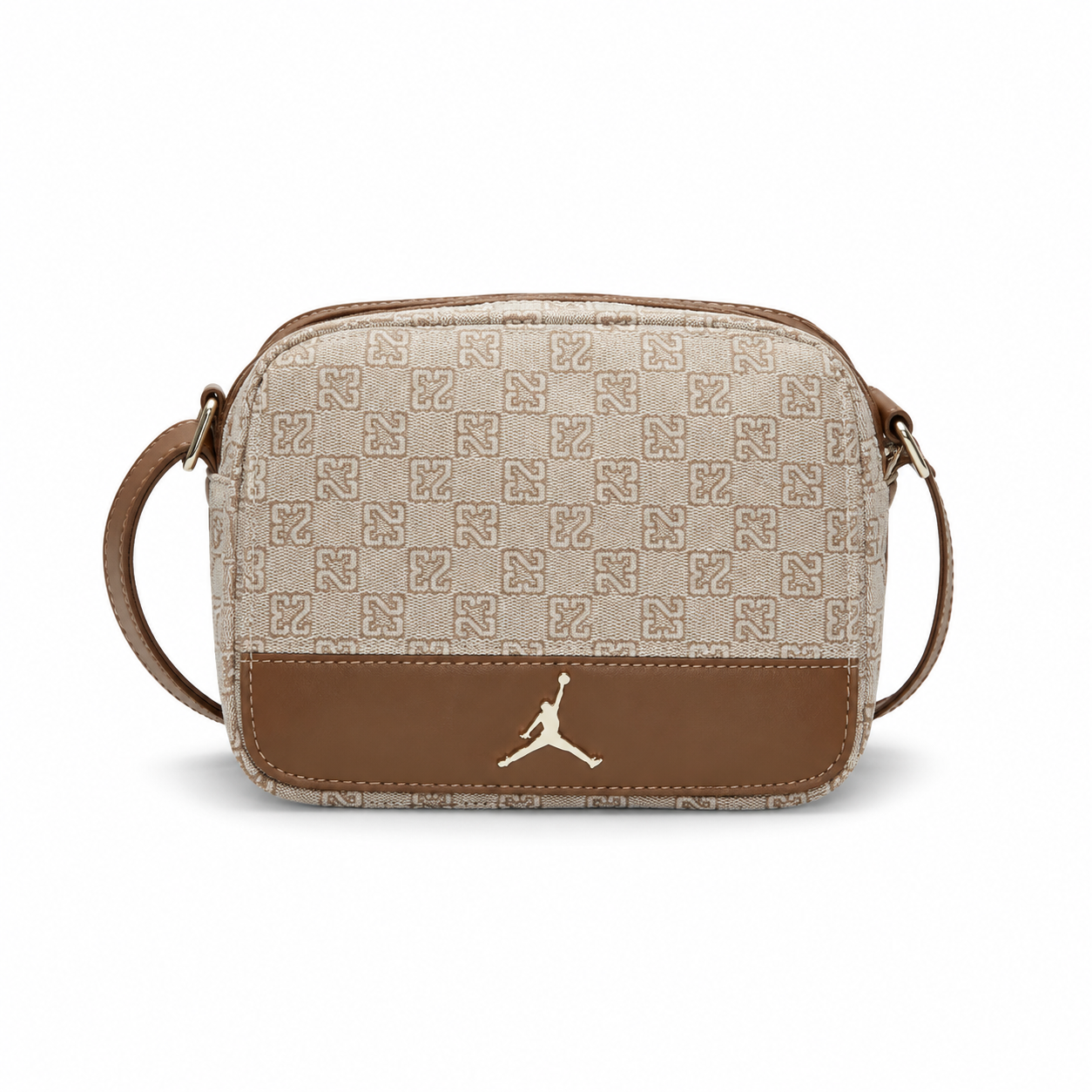 Сумка через плечо Nike Air Jordan Monogram Crossbody текстильная с 1 отделением/магнитным карманом Коричневый Сумка через плечо Nike Air Jordan Monogram Crossbody текстильная с 1 отделением/магнитным карманом Коричневый
