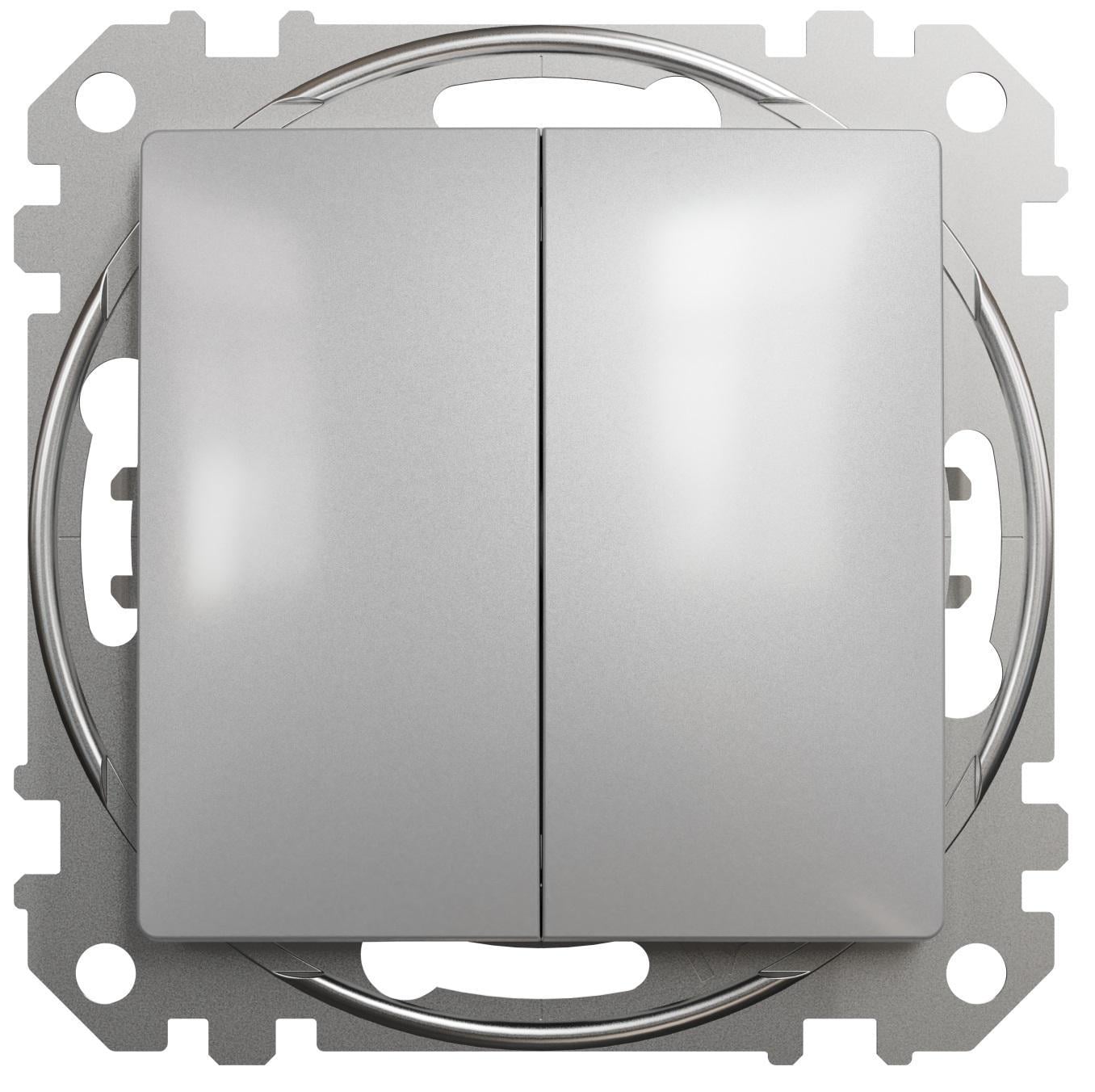 Выключатель двухклавишный Schneider Electric Sedna Design Алюминий (00000023766) Выключатель двухклавишный Schneider Electric Sedna Design Алюминий (00000023766)