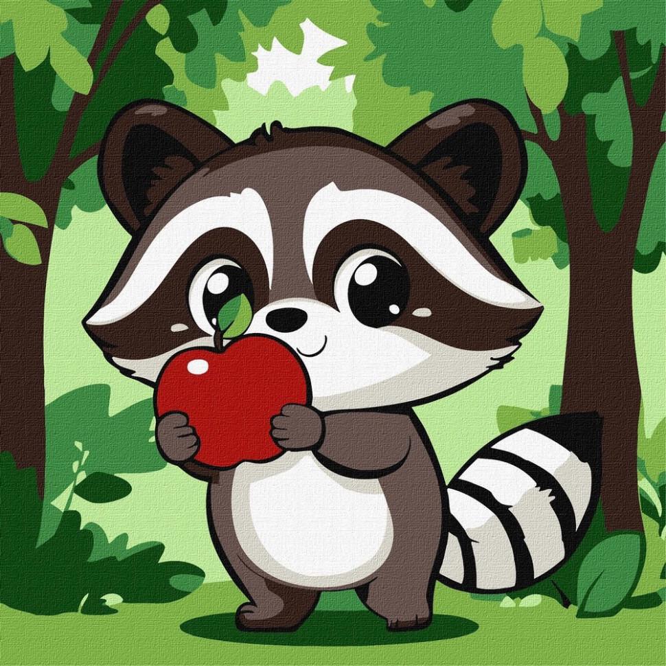 Картина по номерам Ideyka KHO6719 Милый енот с яблочком 30х30 см (2746676440) Картина по номерам Ideyka KHO6719 Милый енот с яблочком 30х30 см (2746676440)