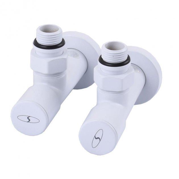 Набор удлиненных угловых кранов Solomon 7777 1/2" с американкой White - фото 3