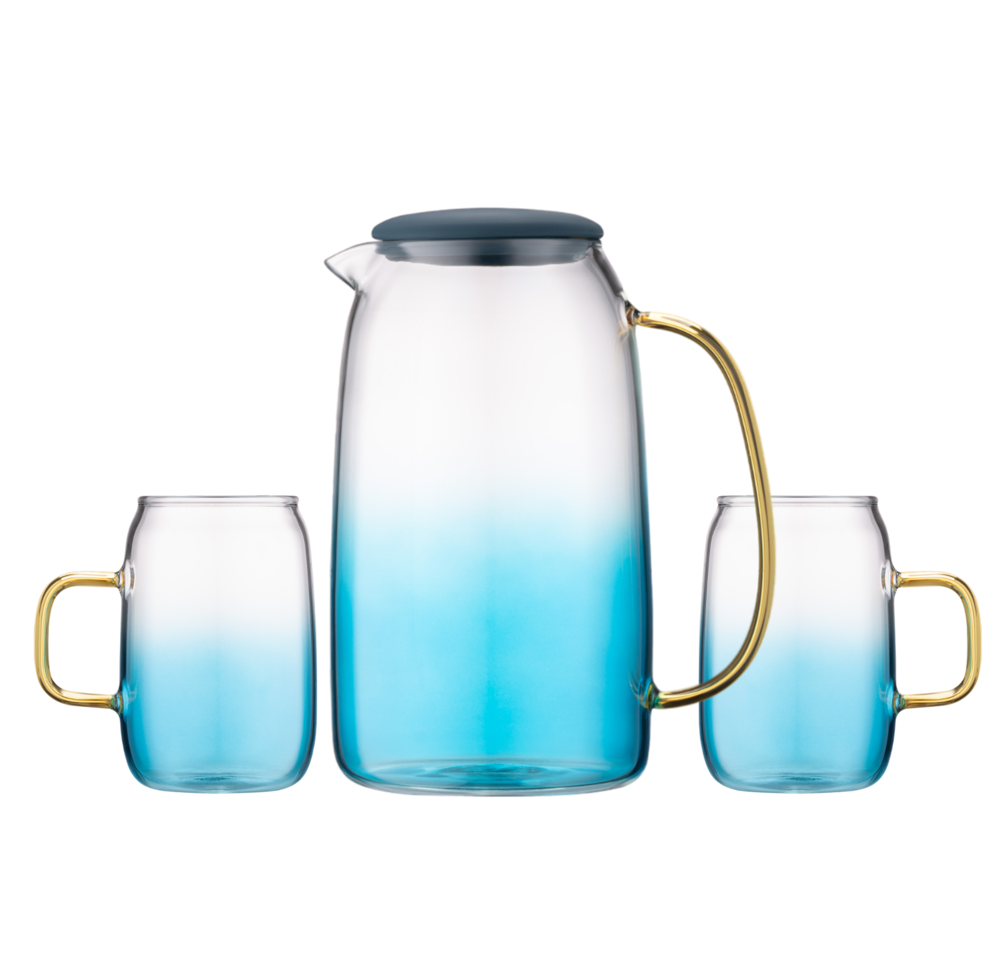 Набір чашок з глечиком 300 мл 2 шт. Blue Atlantic (15152)