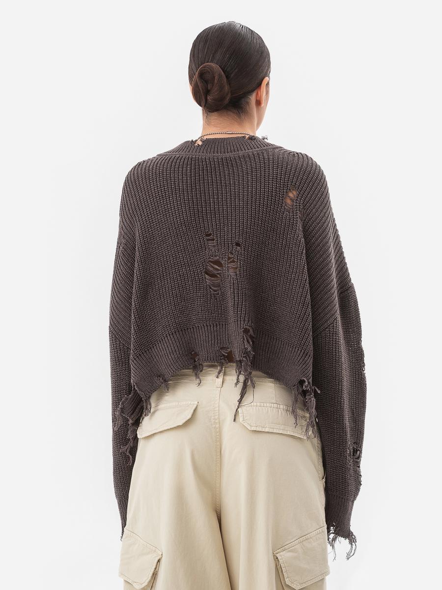 Свитер женский с рваным эффектом SVTR р. 42-50 Капучино (562) - фото 8