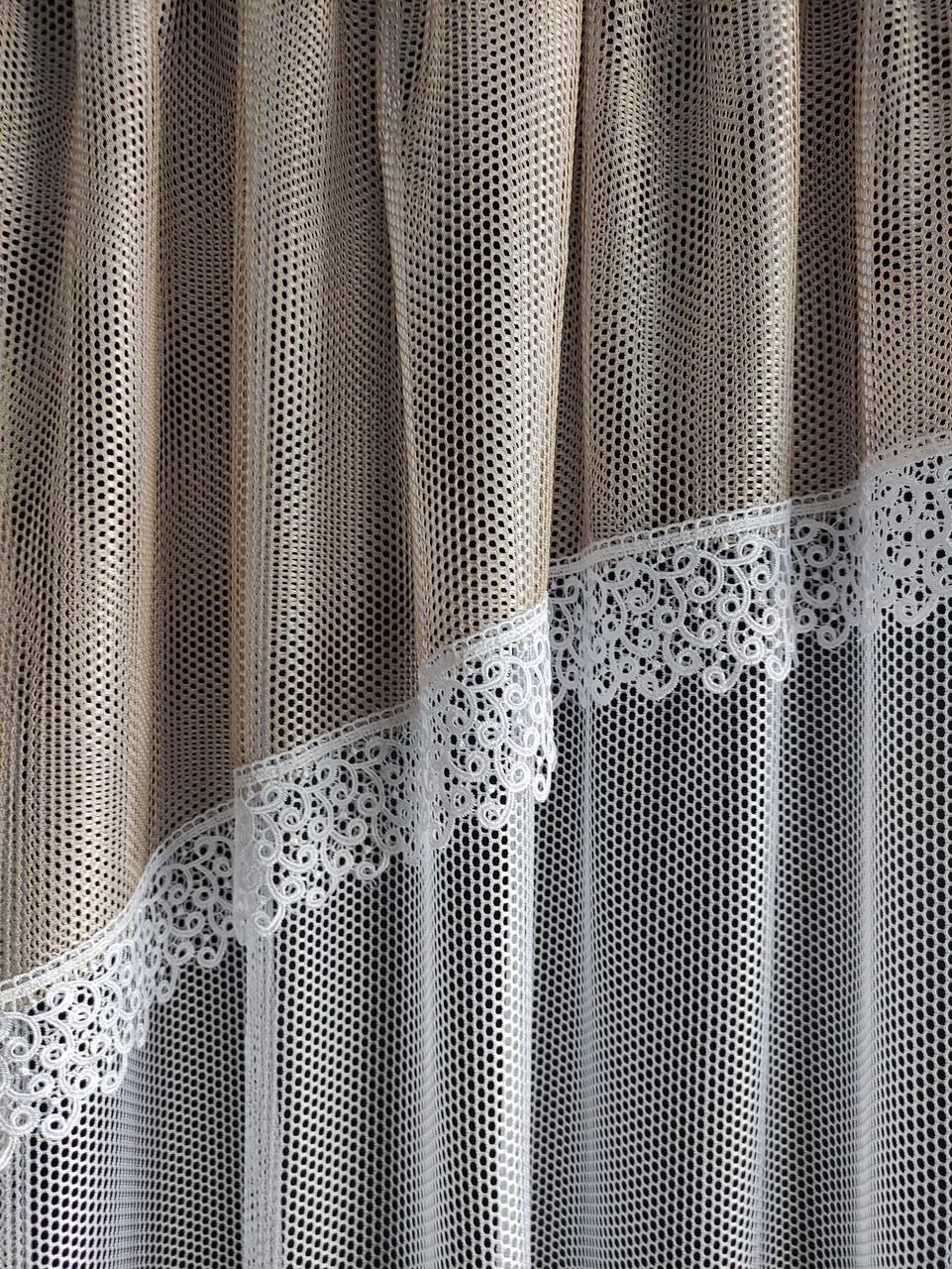 Тюль на окно с ламбрекеном 310х170 см Молочный (грк-001) - фото 3 Тюль на окно с ламбрекеном 310х170 см Молочный (грк-001) - фото 3