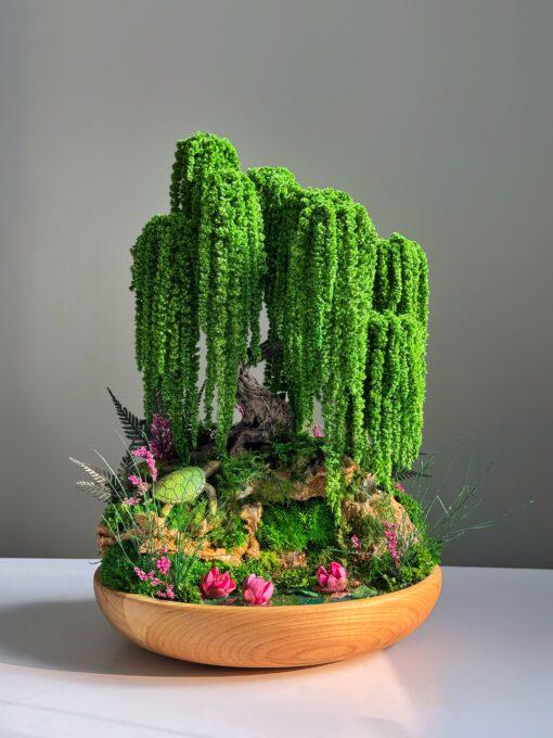 Композиція зі стабілізованим деревом Подих казкового лісу 33х22 см