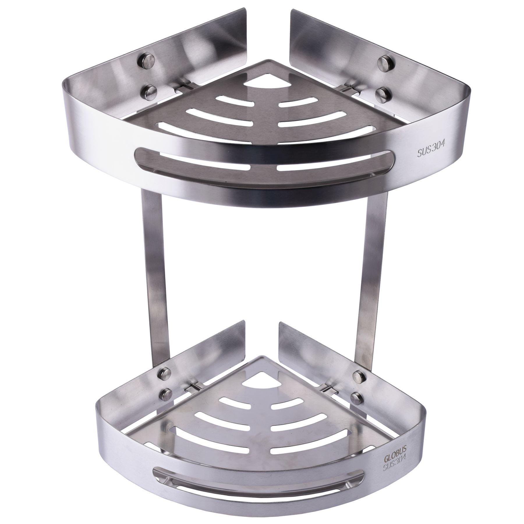 Полка настенная для ванной GLOBUS LUX SQ9422 000021390 металлическая двойная Хром (103551)