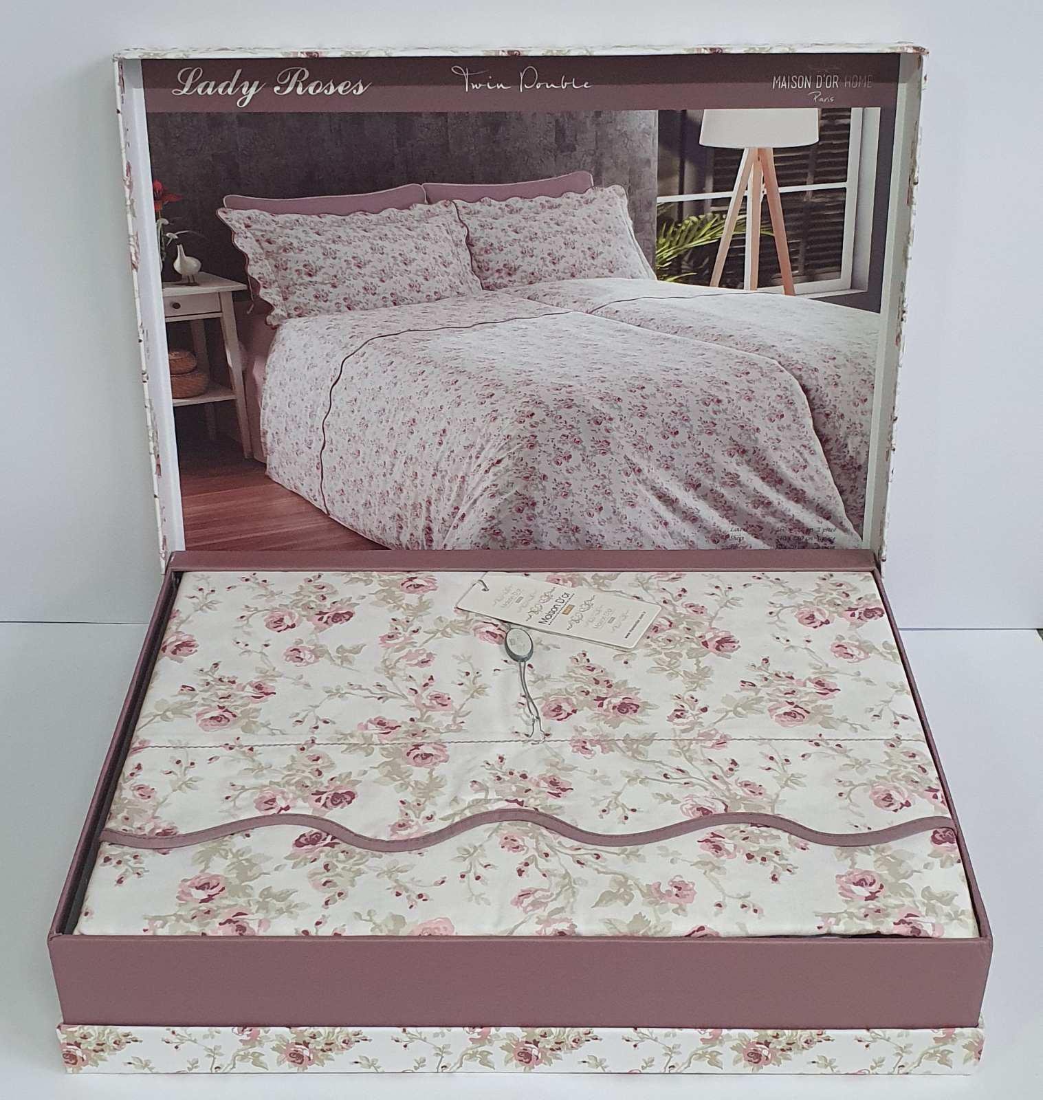 Комплект постельного белья Maison D'or Cатин 200х220 Lady Roses Dark Lilac (CN6126)