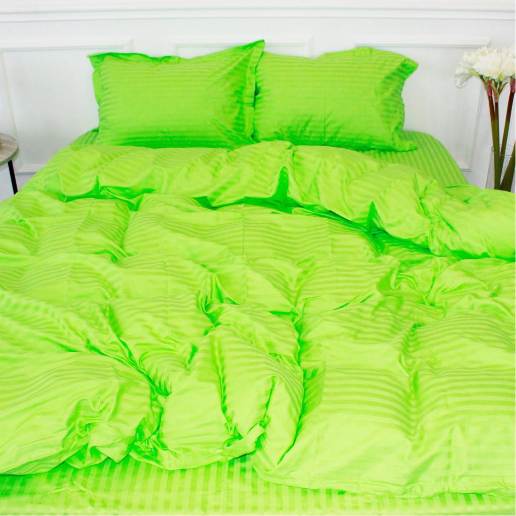Комплект постельного белья MirSon Satin-Stripe 30-0016 160х220 см полуторный евро Light Green (2200005253656)