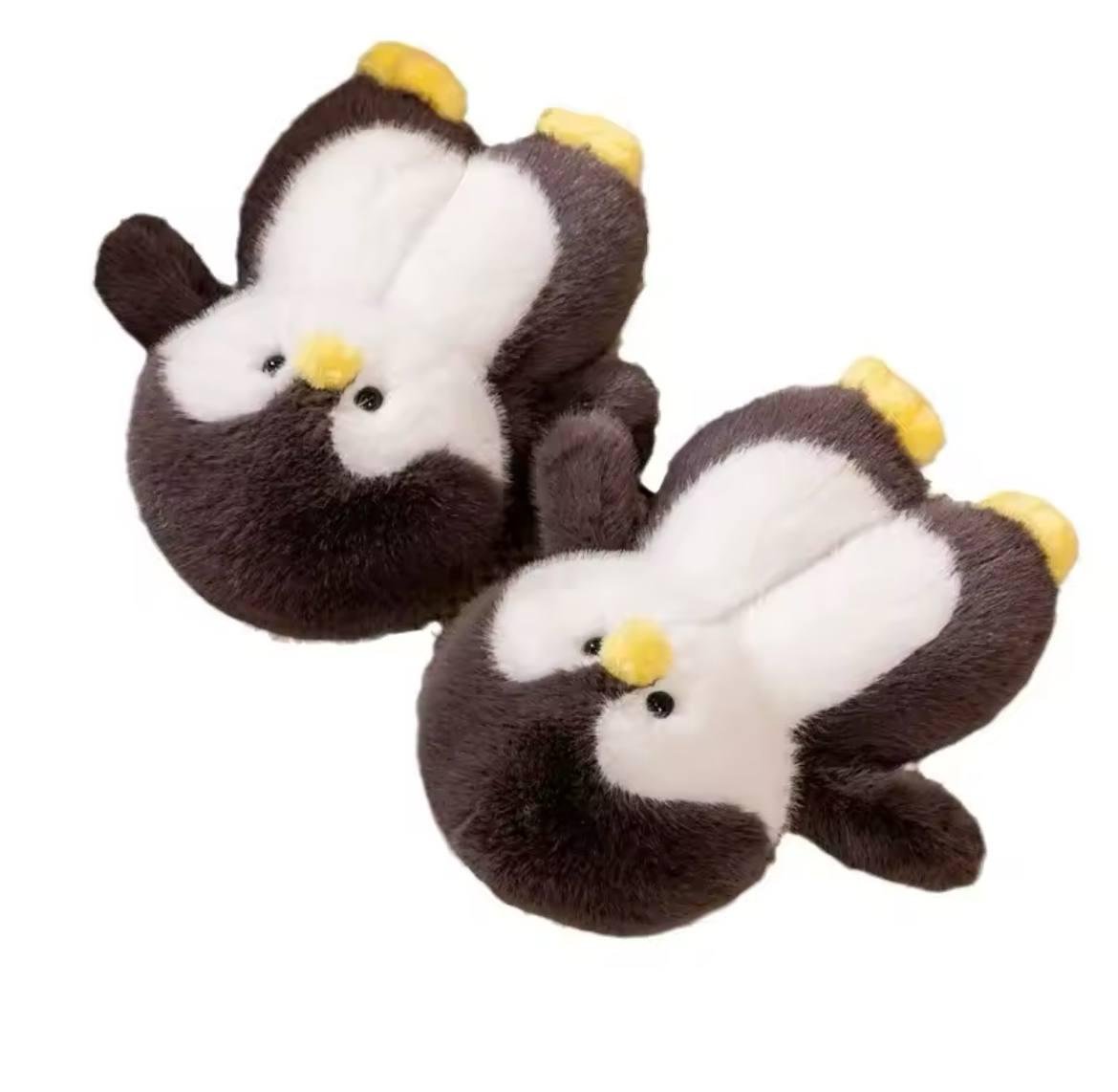 Домашние тапочки плюшевые Пингвины р. 36-37 Черно-белый (213189952852) - фото 3