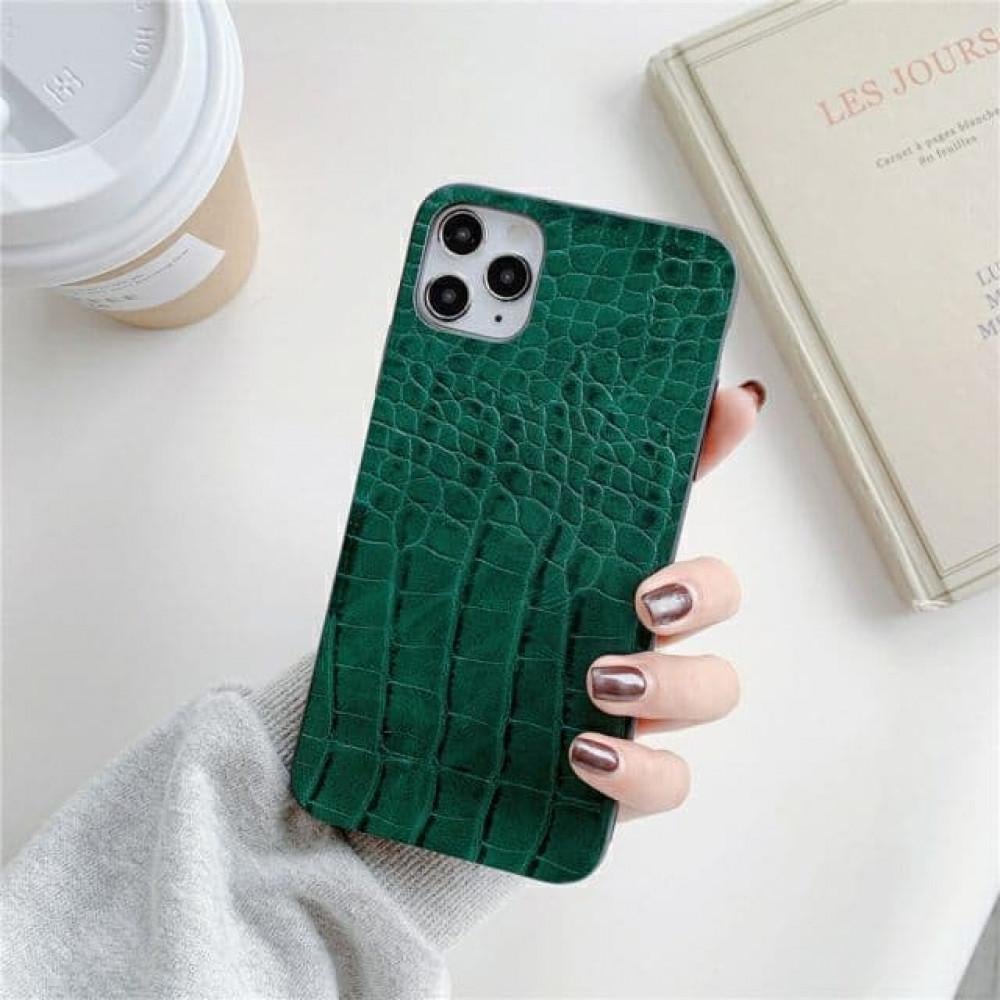 Чохол для Apple iPhone 12 Retro Vintage Crocodile Series Green