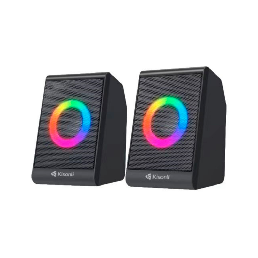 Набор портативных колонок Kisonli 2.0 X12 USB 3,5 мм RGB 2x3W (31337)