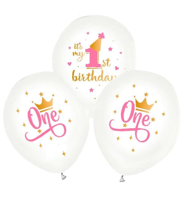 Воздушные шары 1'st birthday 30 см 7 шт. Pink (415385)