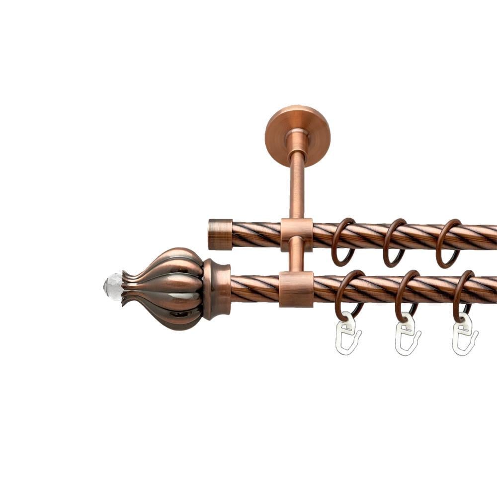 Карниз металлический Orvit Таджа-Кристалл двухрядный закрытый/скрученная труба/кольцо металлическое Медь 16/16 мм 240 см (00-00025361)