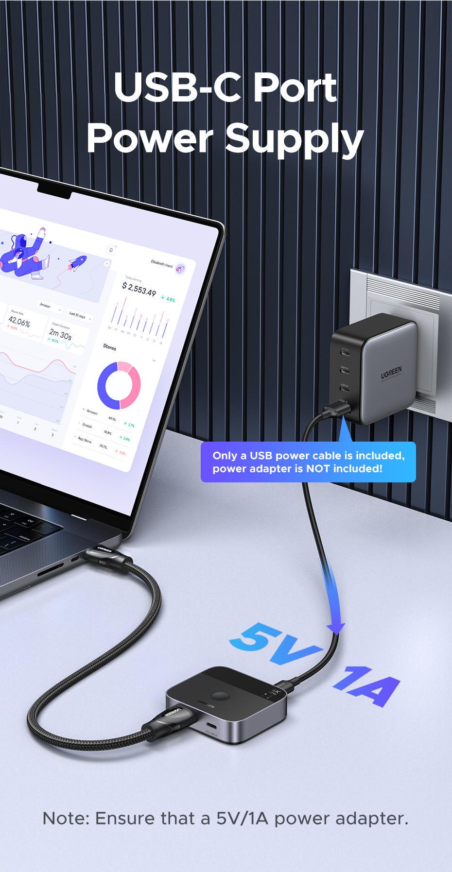 Перемикач HDMI USB-C Ugreen 4K 60Hz HDR (55452) - фото 6 Перемикач HDMI USB-C Ugreen 4K 60Hz HDR (55452) - фото 6