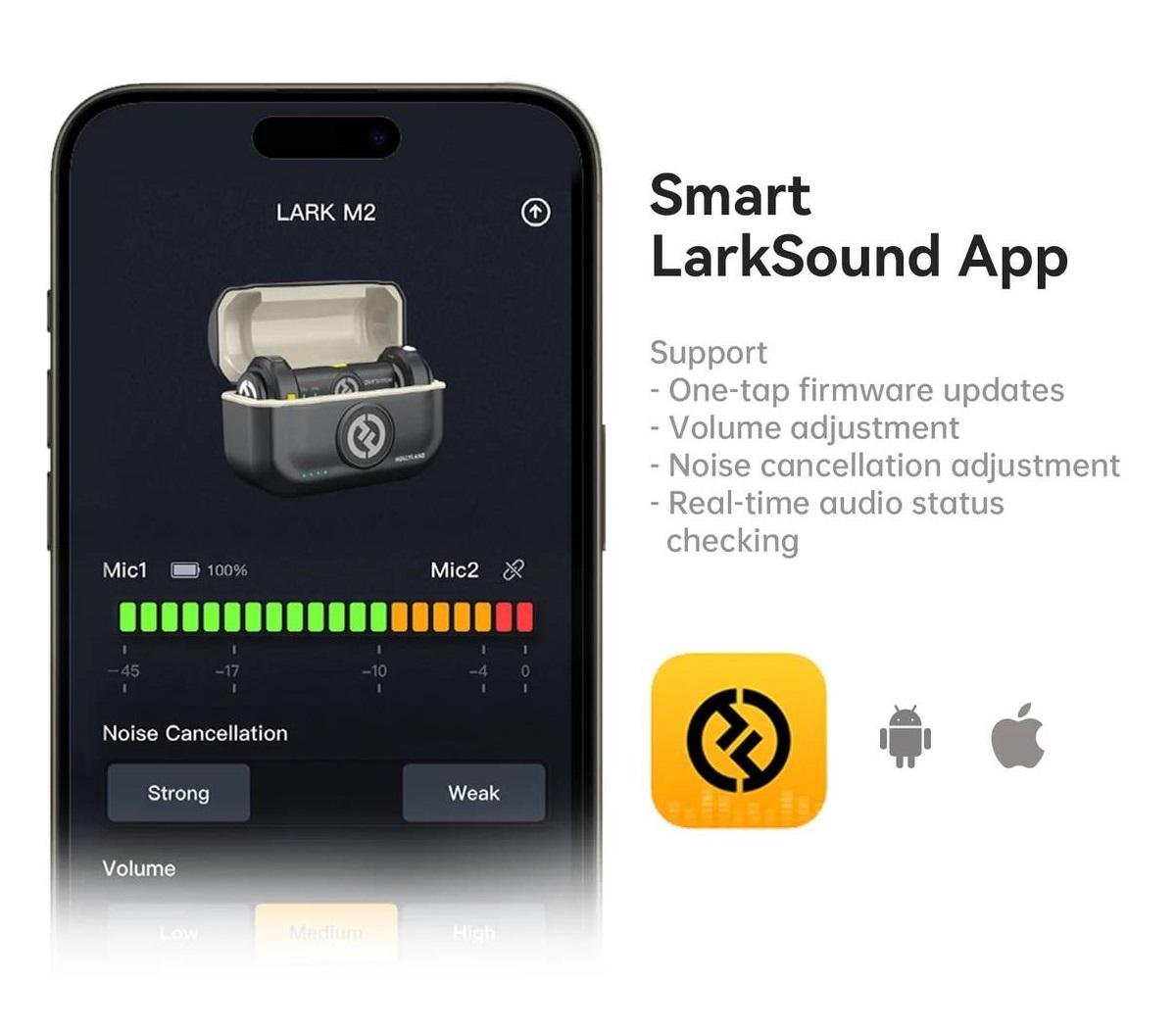 Петличный микрофон Hollyland Lark M2 Duo с USB Type-C Plug с профессиональным зарядным кейсом 2 шт. Black (52003) - фото 12