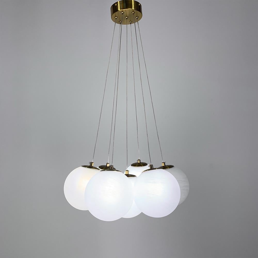 Люстра-пучок на 7 білих мармурових плафонів (MJ 141/7 AB+WT)