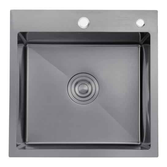 Мийка для кухні Kroner KRP Schwarze 5050HM PVD 3,0/1,0 мм нержавіюча сталь 500x500 мм Чорний (SVR-CV022793)