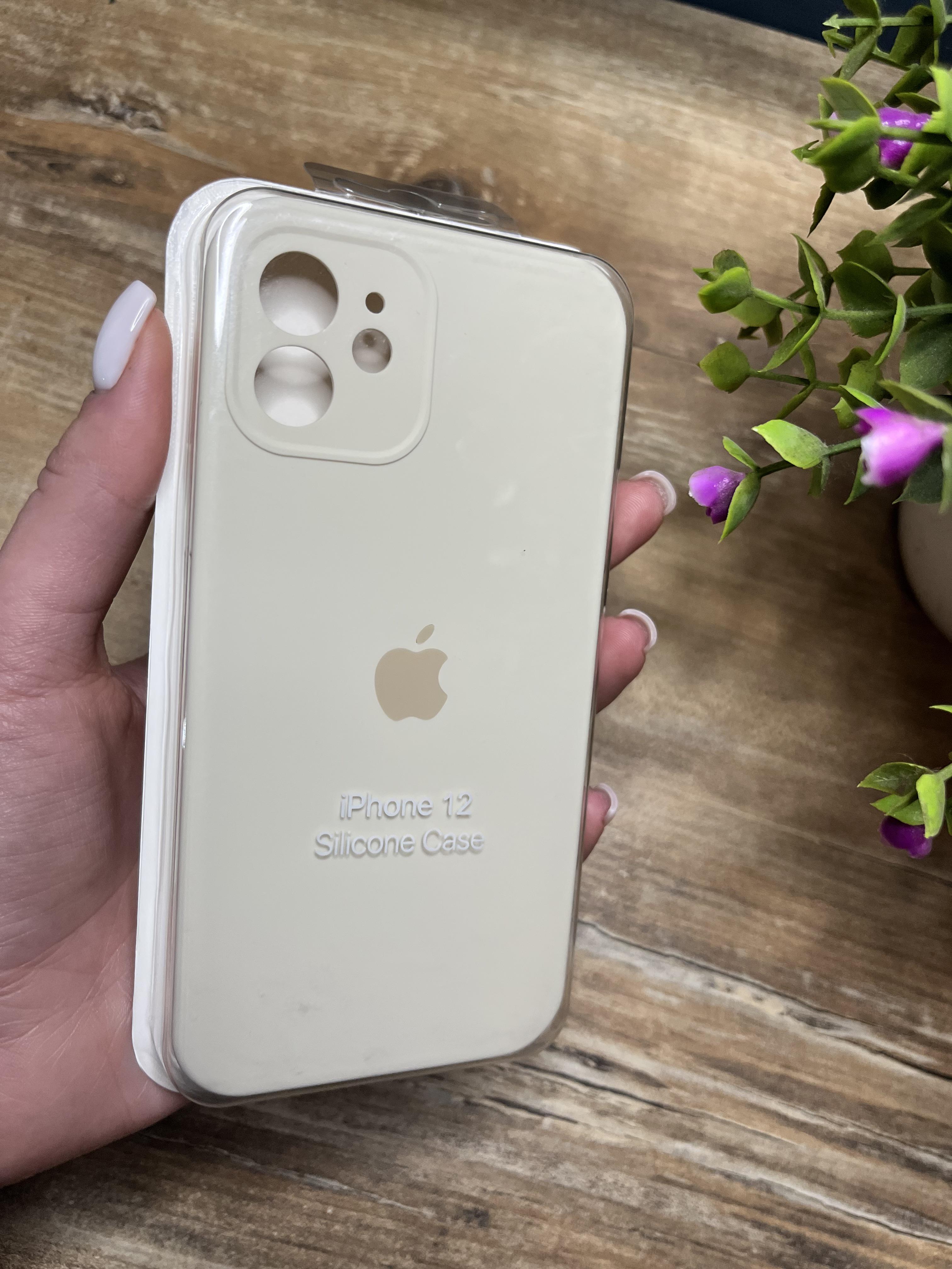 Чохол накладка на iPhone (Айфон) 12 квадратні борти silicone case full camera на apple