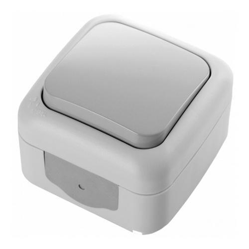 Выключатель одноклавишный Viko Palmiye накладной IP54 Серый (27549992)