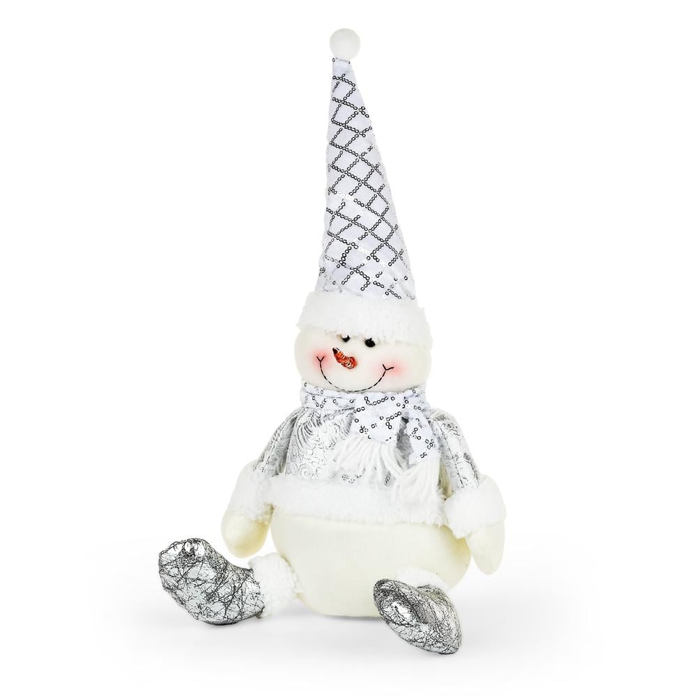 Новогодняя фигурка Stenson Снеговик Santa Snowman 38 см Серебристо-белый (R96539)