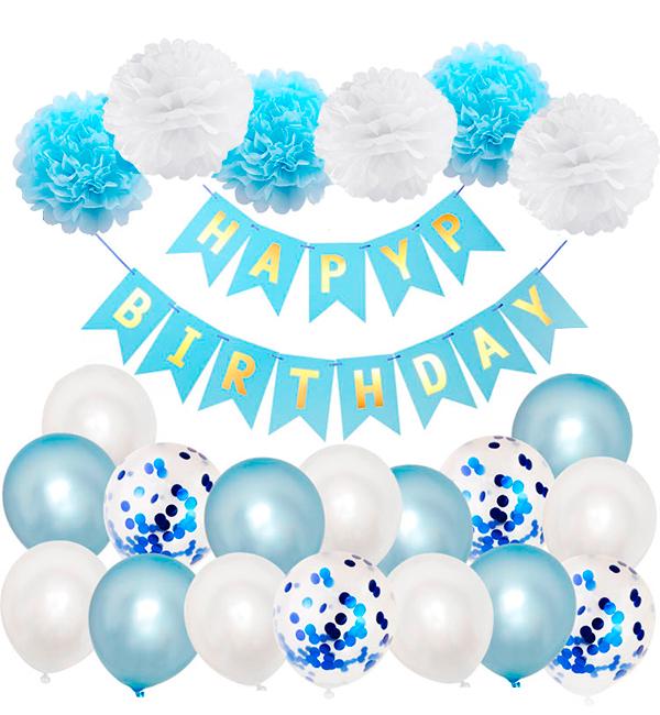 Праздничный набор воздушных шаров 23 пр. Blue/White