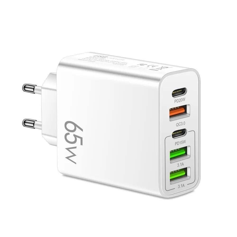 Зарядное устройство USB Type-C с 5 портами 65W Белый (76699088) - фото 1