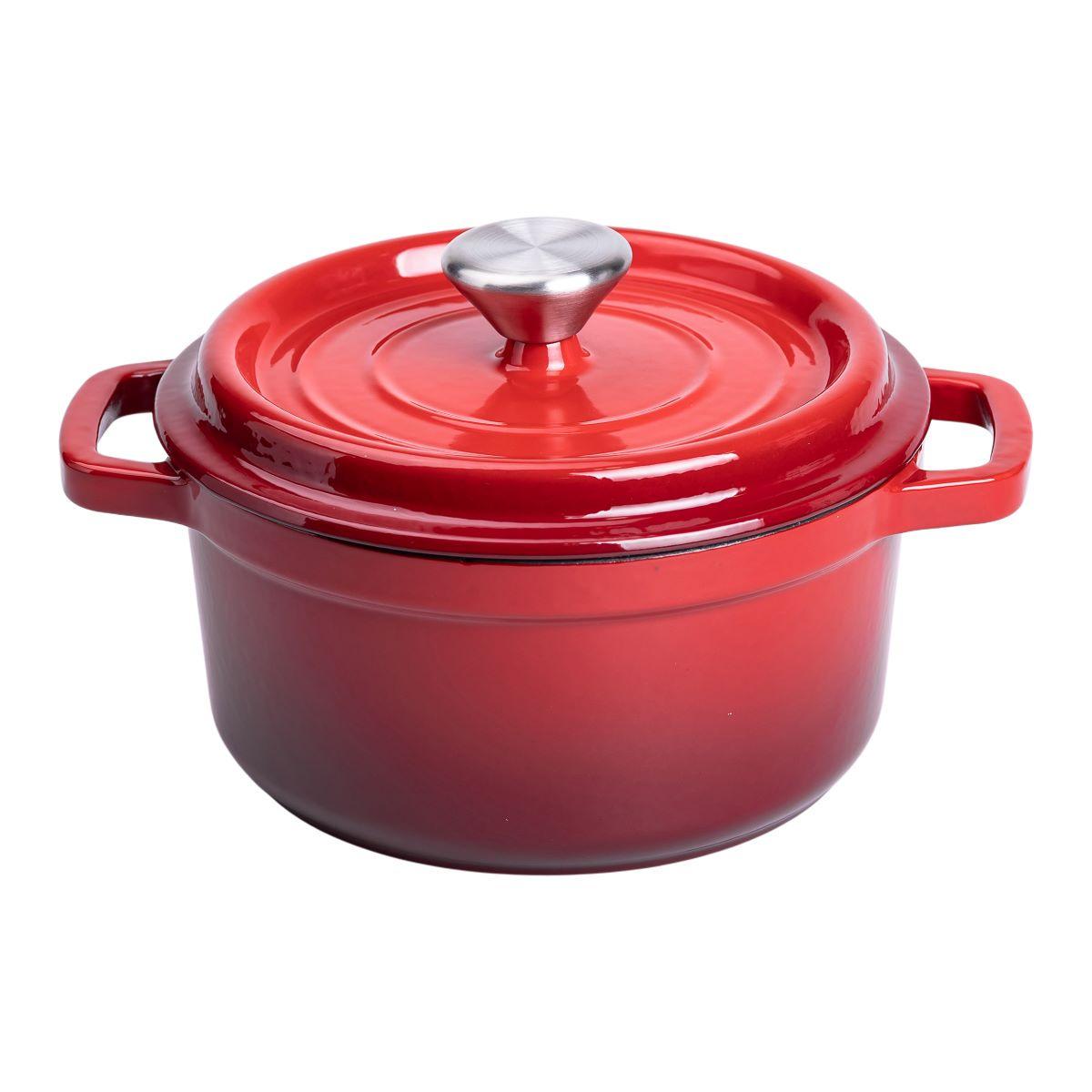 Кастрюля чугунная HP-1-2R 2 л Ø 20 см эмалированная с крышкой