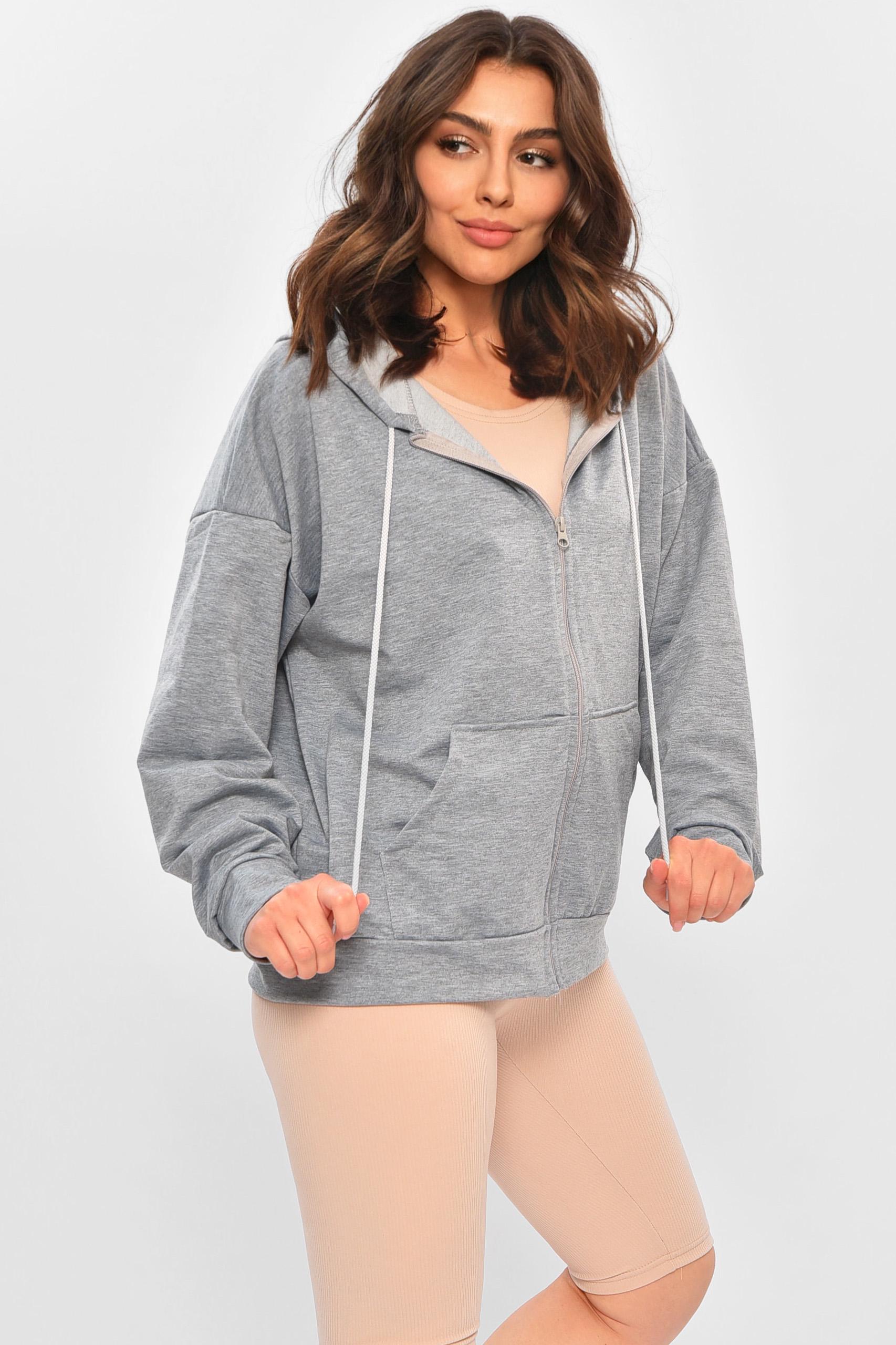 Кофта спортивна жіноча 204434 S-L Сірий - фото 2 Кофта спортивна жіноча 204434 S-L Сірий - фото 2