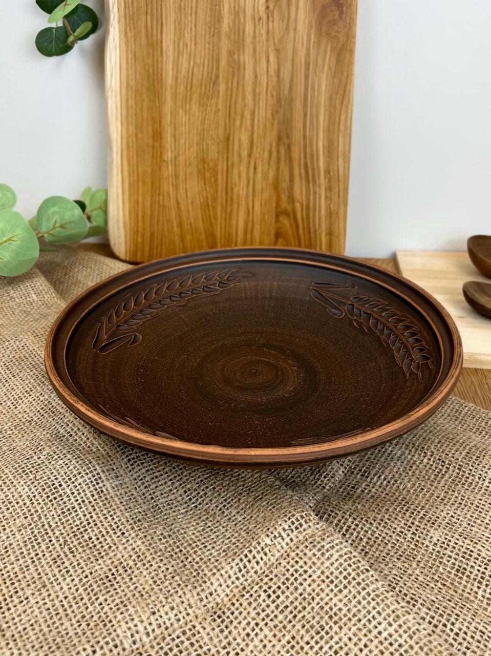 Фруктівниця керамічна глиняна різьблена колосок 26 см (3002-11) - фото 5 Фруктівниця керамічна глиняна різьблена колосок 26 см (3002-11) - фото 5