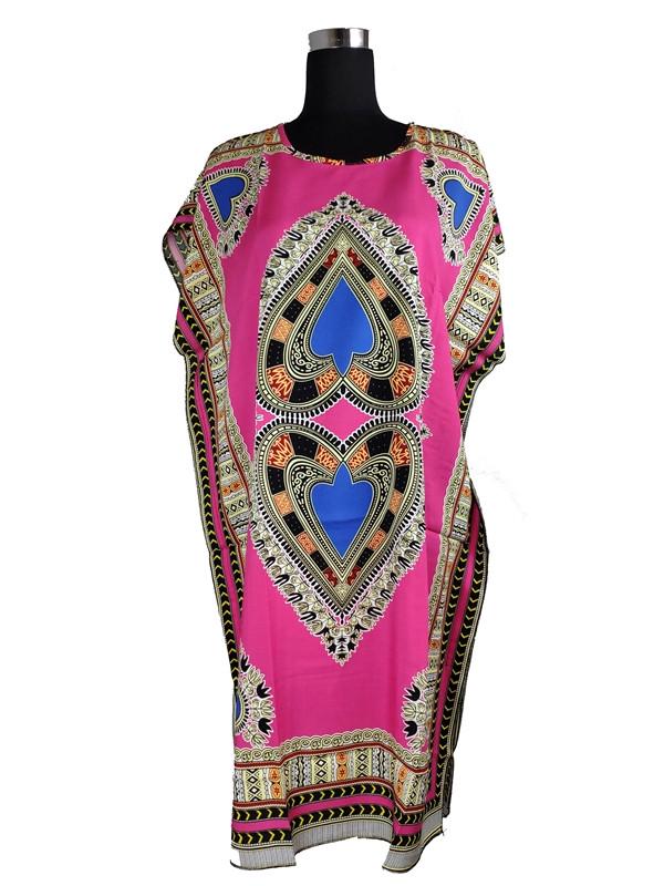 Летняя туника с орнаментом штапель Малиновый (C2849)