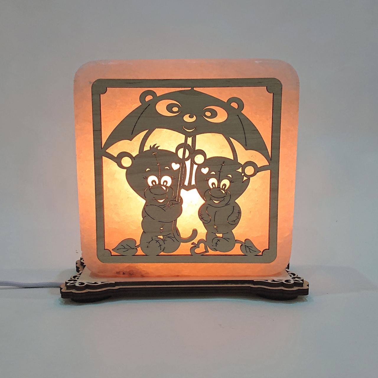 Соляной светильник Мишки под зонтиком (k-0013-y)