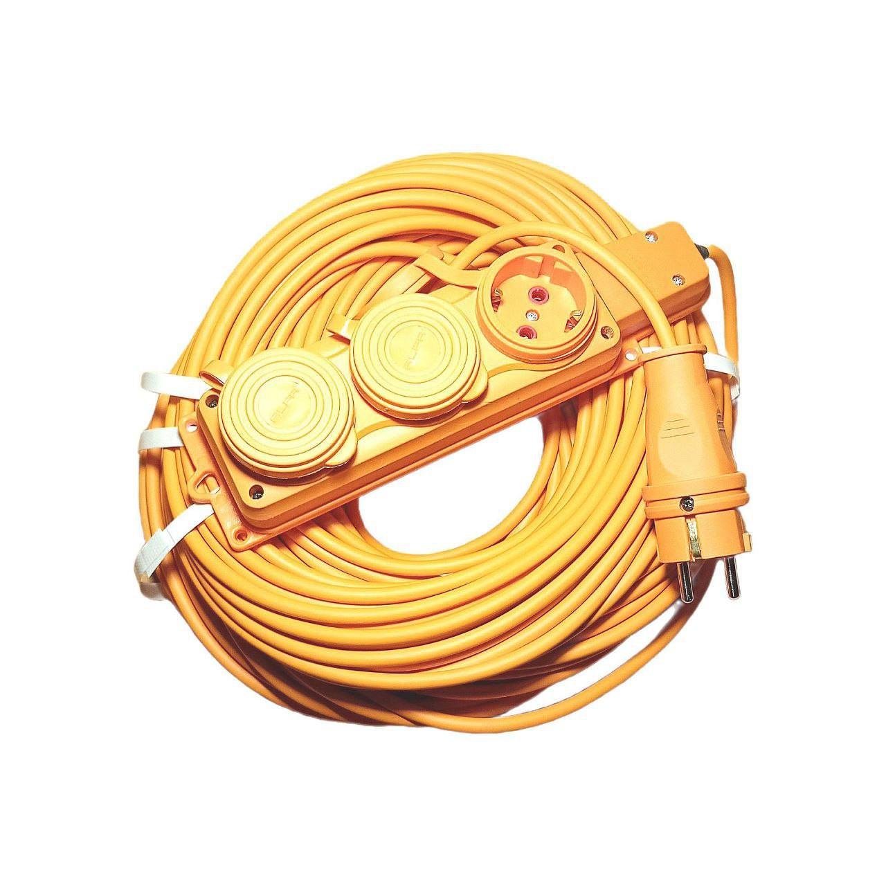 Удлинитель Sokol 3 розетки без заземления ПВС 2х1,5 мм2 50 м Оранжевый (7.5.1.166893)