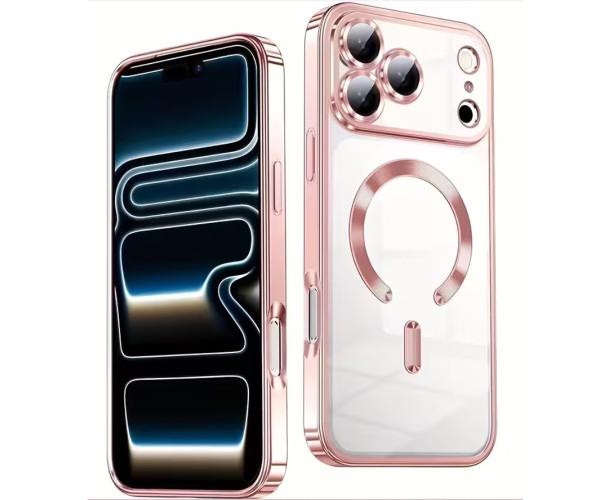 Чехол силиконовый Fashion Shining для iPhone 17 Pro Max с поддержкой беспроводной зарядки Розовый (49944)