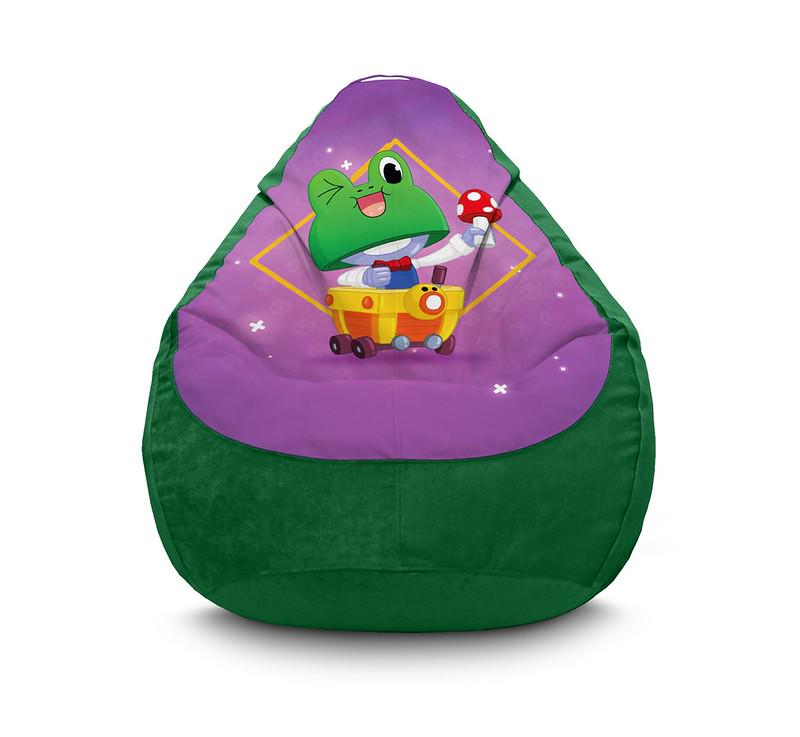 Кресло мешок iPuff Brawl Stars Carl frog Флок XL 80x110 см Зеленый