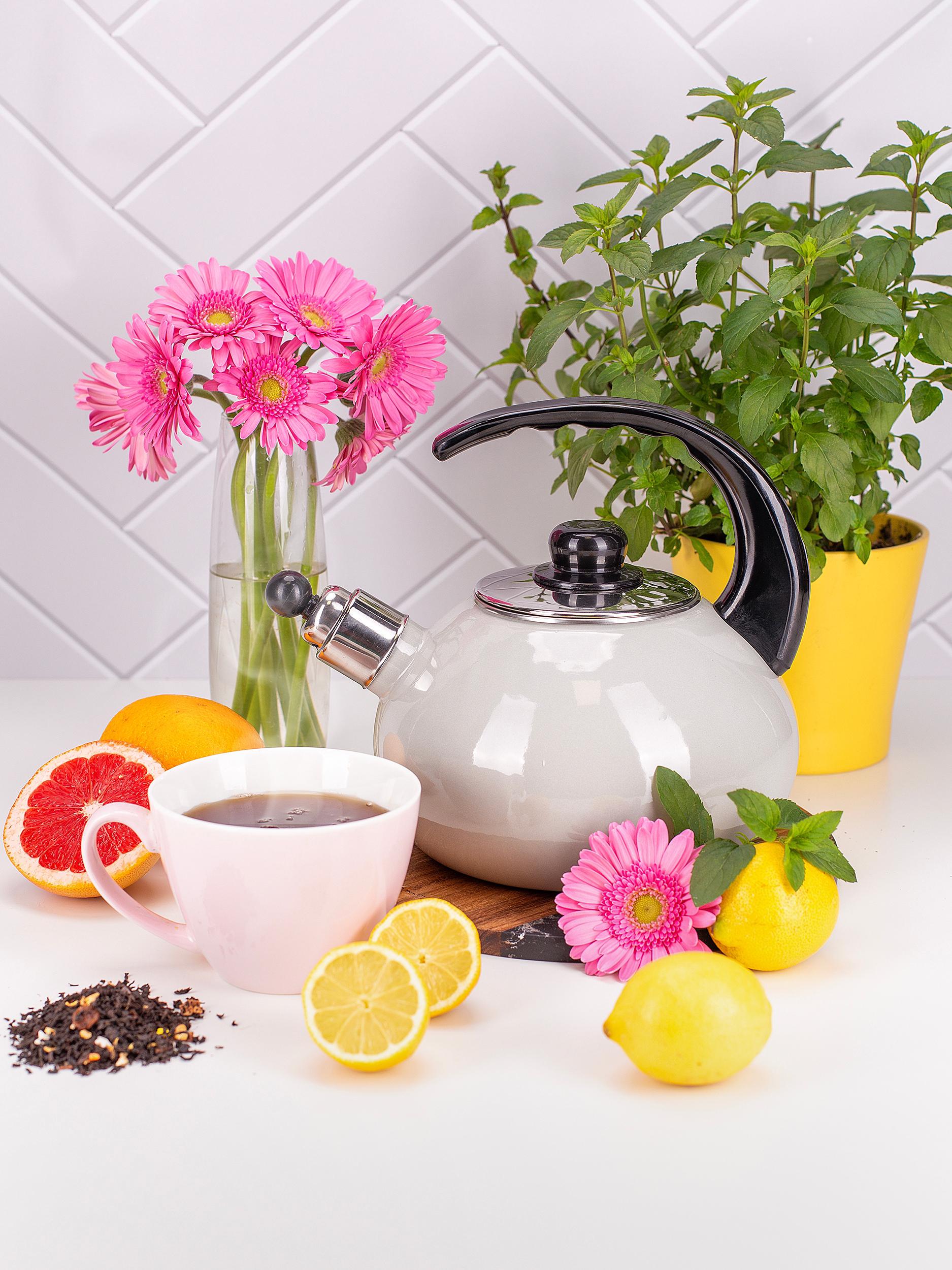 Чайник со свистком Kamille KM-1039В из эмалированной стали 2,5 л Белый (150-84-1039В) - фото 6 Чайник со свистком Kamille KM-1039В из эмалированной стали 2,5 л Белый (150-84-1039В) - фото 6