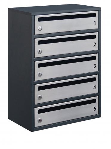 Почтовый ящик Lev-metal Е2-05.F на 5 секций 565x390x250 мм Антрацитовый/Серый (22050205)