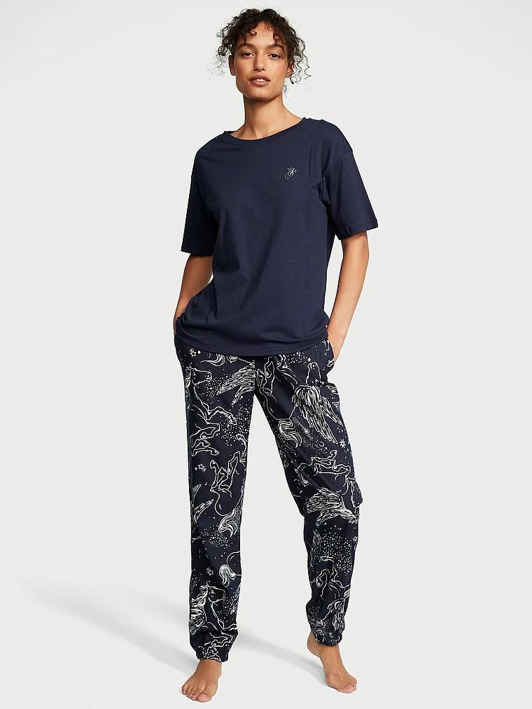 Костюм фланелевий домашній Victoria's Secret футболка/штани S Синій (74804264)