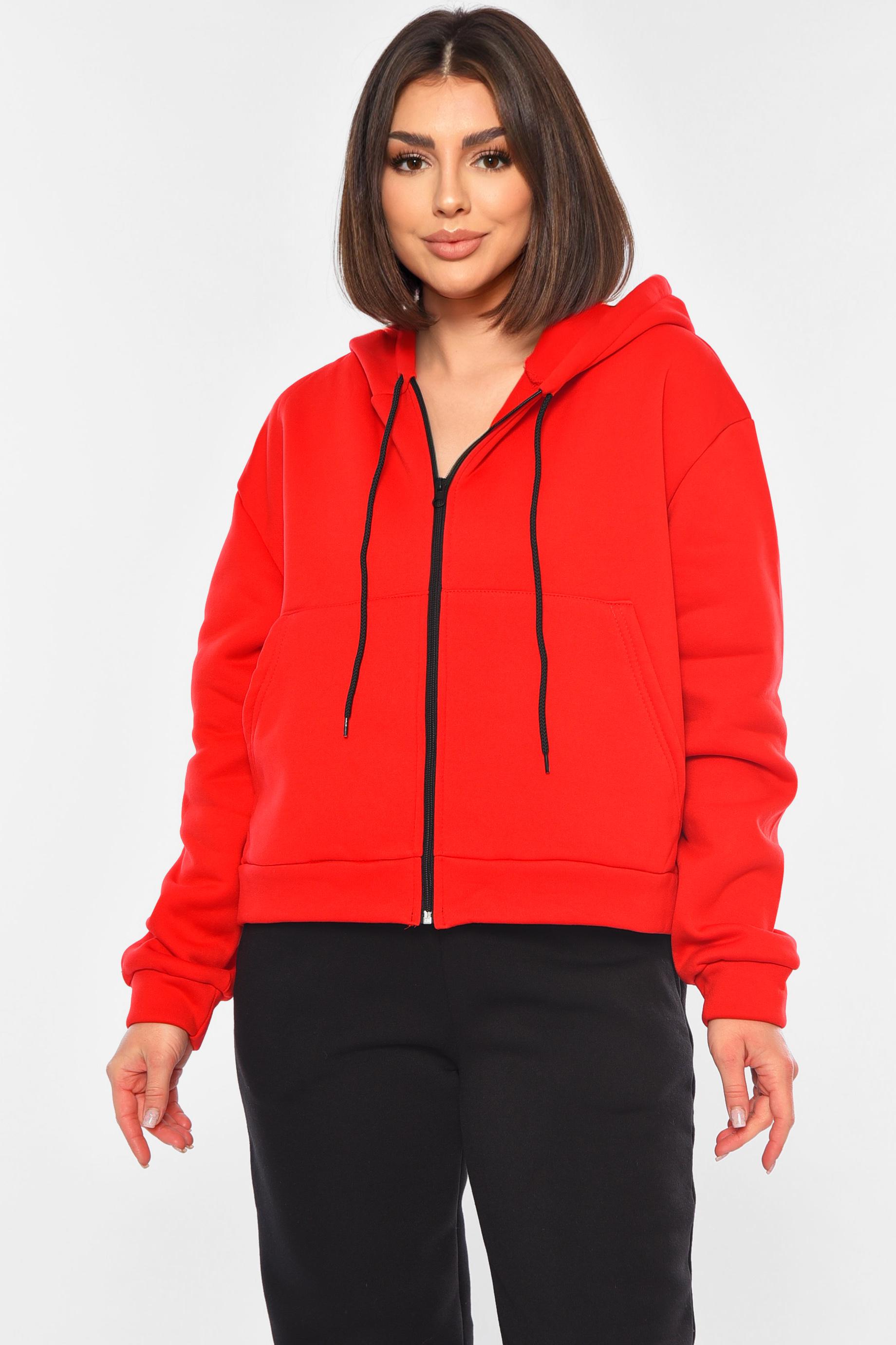 Худі жіноче на флісі M-L Червоний (194805)